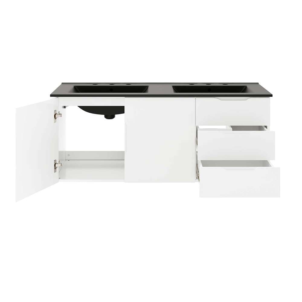 Modway - Vitality 48in Double Sink Bathroom Vanity in White Black - EEI-5785-WHI-BLK veiw 5