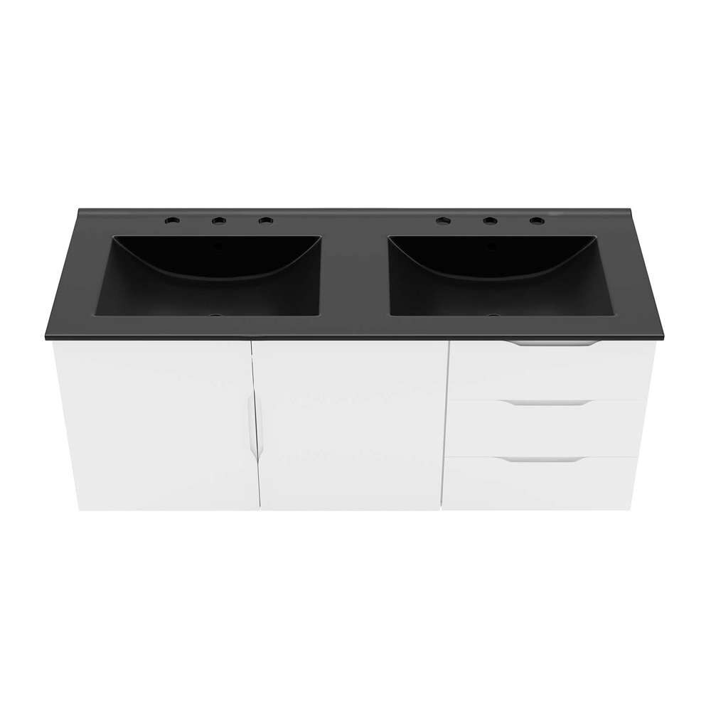 Modway - Vitality 48in Double Sink Bathroom Vanity in White Black - EEI-5785-WHI-BLK veiw 6