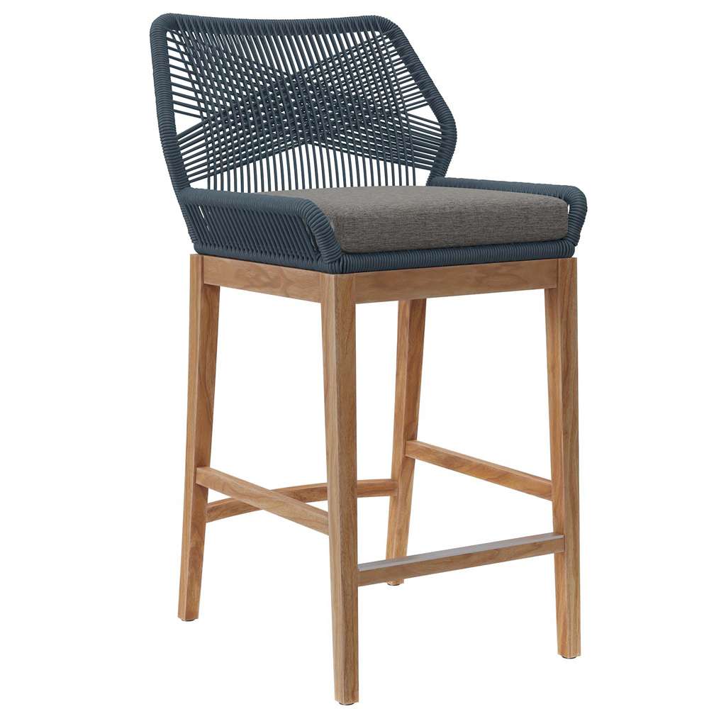 Modway - Wellspring Outdoor Patio Outdoor Patio Teak Wood Bar Stool - EEI-5746-BLU-GPH veiw 2