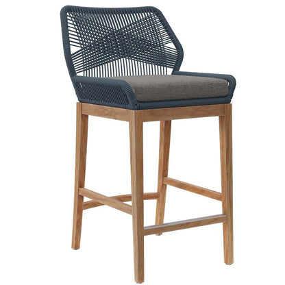 Modway - Wellspring Outdoor Patio Outdoor Patio Teak Wood Bar Stool - EEI-5746-BLU-GPH veiw 2