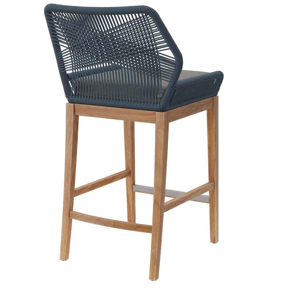 Modway - Wellspring Outdoor Patio Outdoor Patio Teak Wood Bar Stool - EEI-5746-BLU-GPH veiw 4