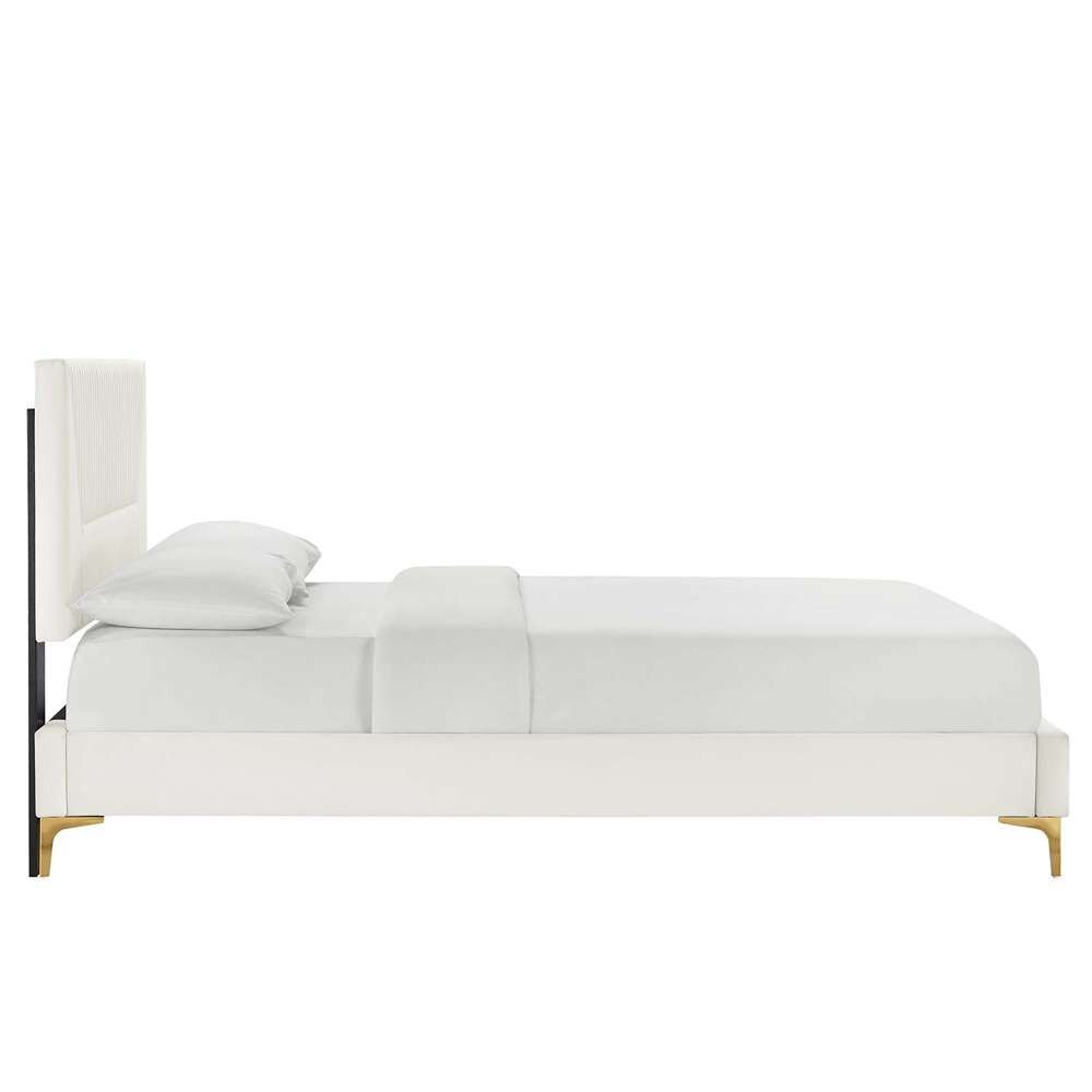 Modway - Yasmine Channel Tufted Performance Velvet Full Platform Bed - MOD-6996-WHI veiw 3