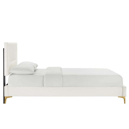 Modway - Yasmine Channel Tufted Performance Velvet Full Platform Bed - MOD-6996-WHI veiw 3