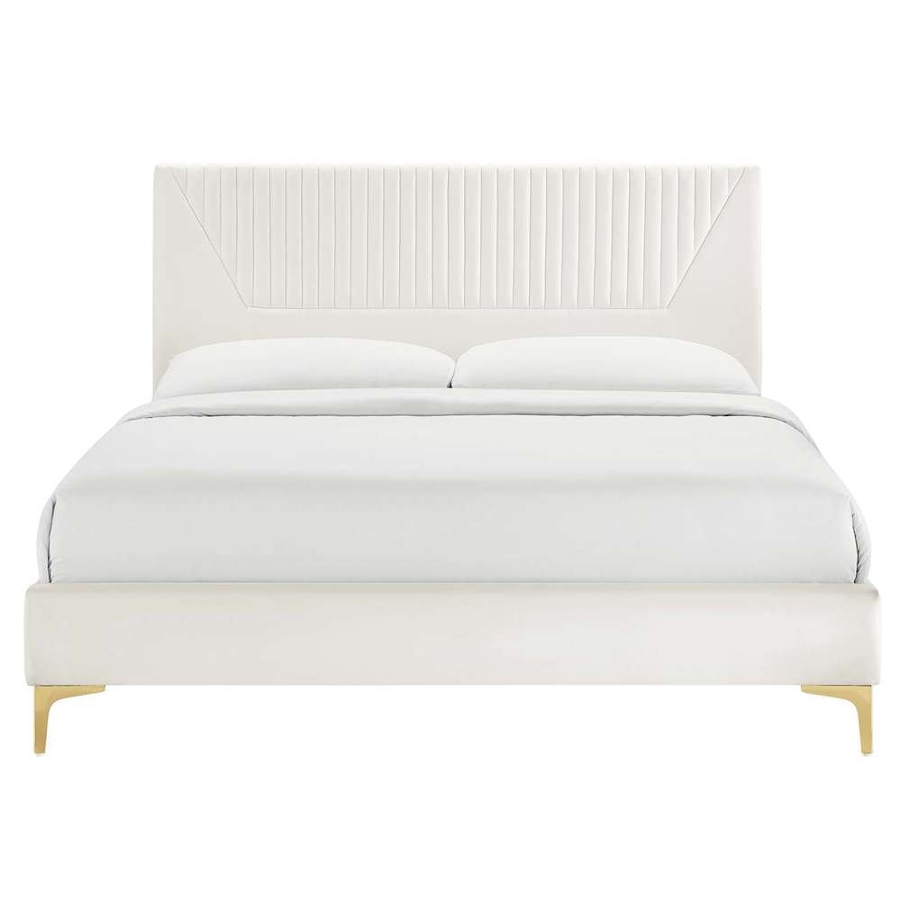 Modway - Yasmine Channel Tufted Performance Velvet Full Platform Bed - MOD-6996-WHI veiw 4