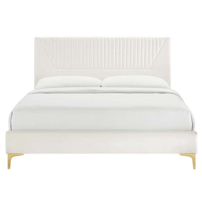 Modway - Yasmine Channel Tufted Performance Velvet Full Platform Bed - MOD-6996-WHI veiw 4