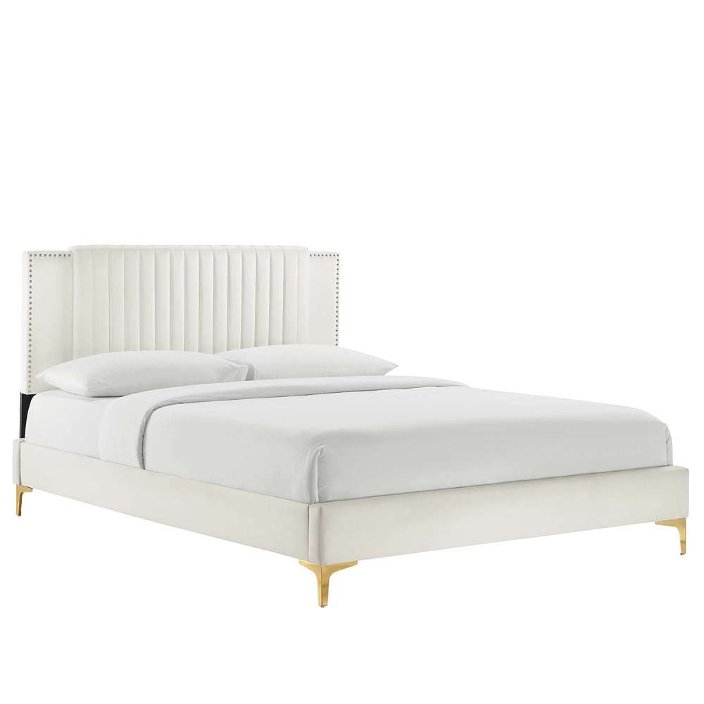 Modway - Zahra Channel Tufted Performance Velvet Full Platform Bed - MOD-6994-WHI veiw 2