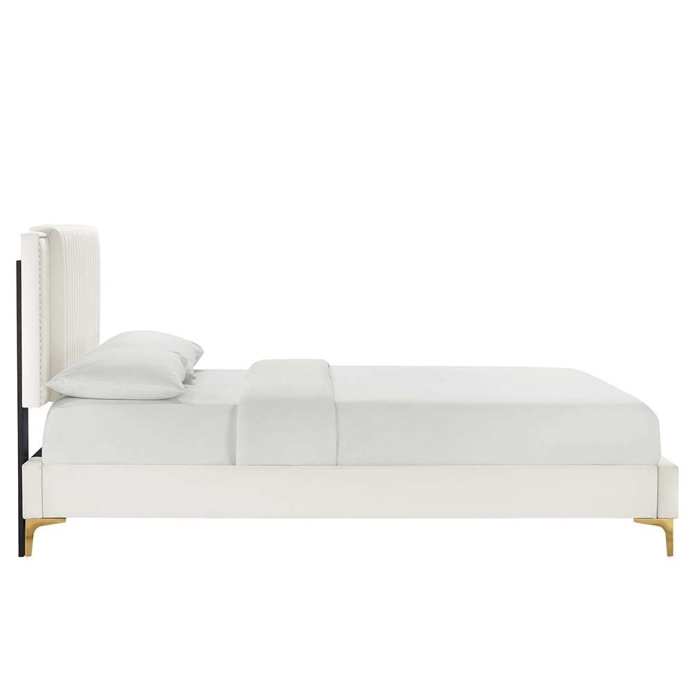 Modway - Zahra Channel Tufted Performance Velvet Full Platform Bed - MOD-6994-WHI veiw 3