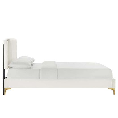 Modway - Zahra Channel Tufted Performance Velvet Full Platform Bed - MOD-6994-WHI veiw 3