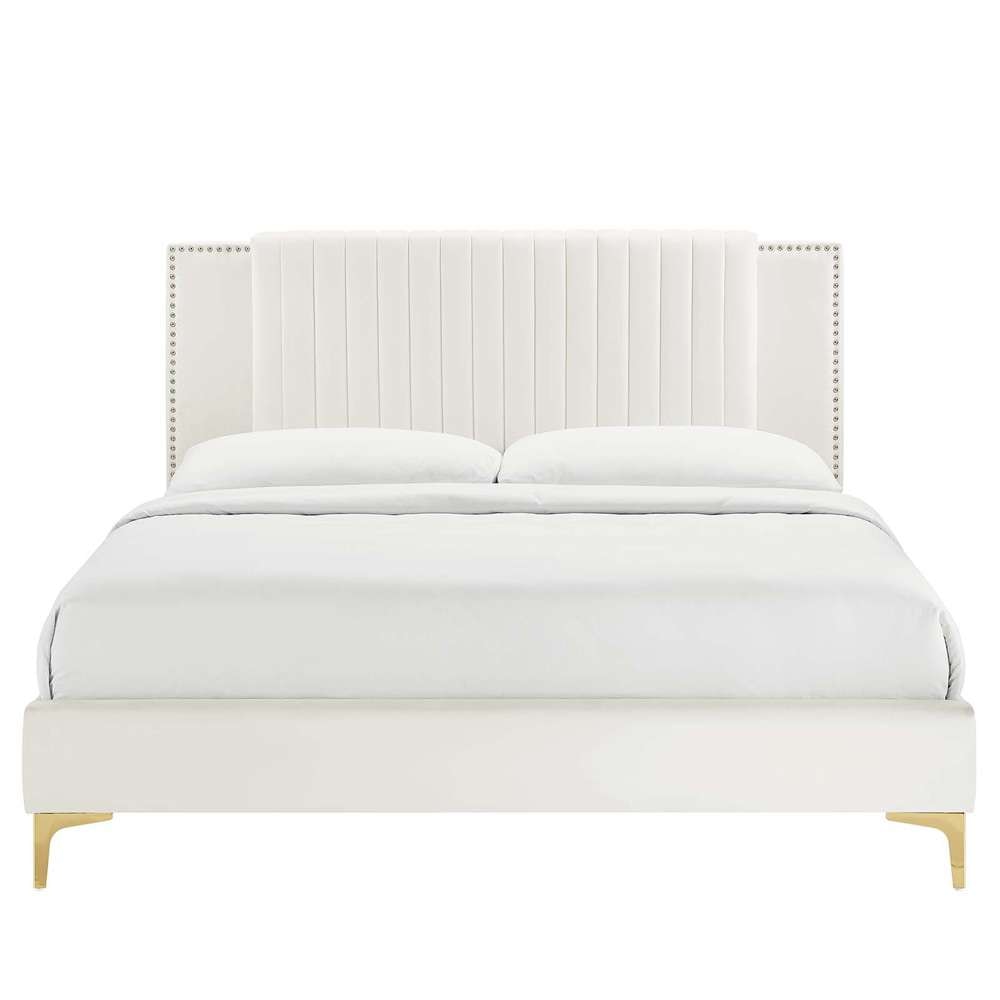 Modway - Zahra Channel Tufted Performance Velvet Full Platform Bed - MOD-6994-WHI veiw 4