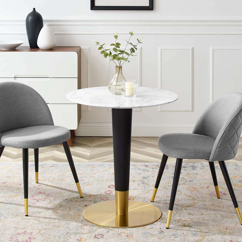 Modway - Zinque 28in Artificial Marble Dining Table - EEI-5121-GLD-WHI veiw 5