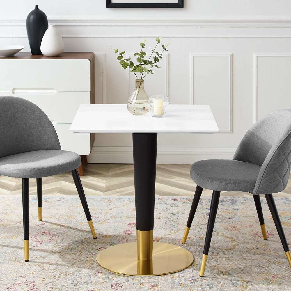 Modway - Zinque 28in Square Dining Table - EEI-5119-GLD-WHI veiw 5