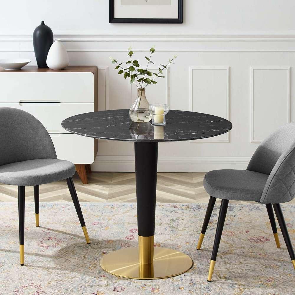 Modway - Zinque 36in Artificial Marble Dining Table - EEI-5132-GLD-BLK veiw 5