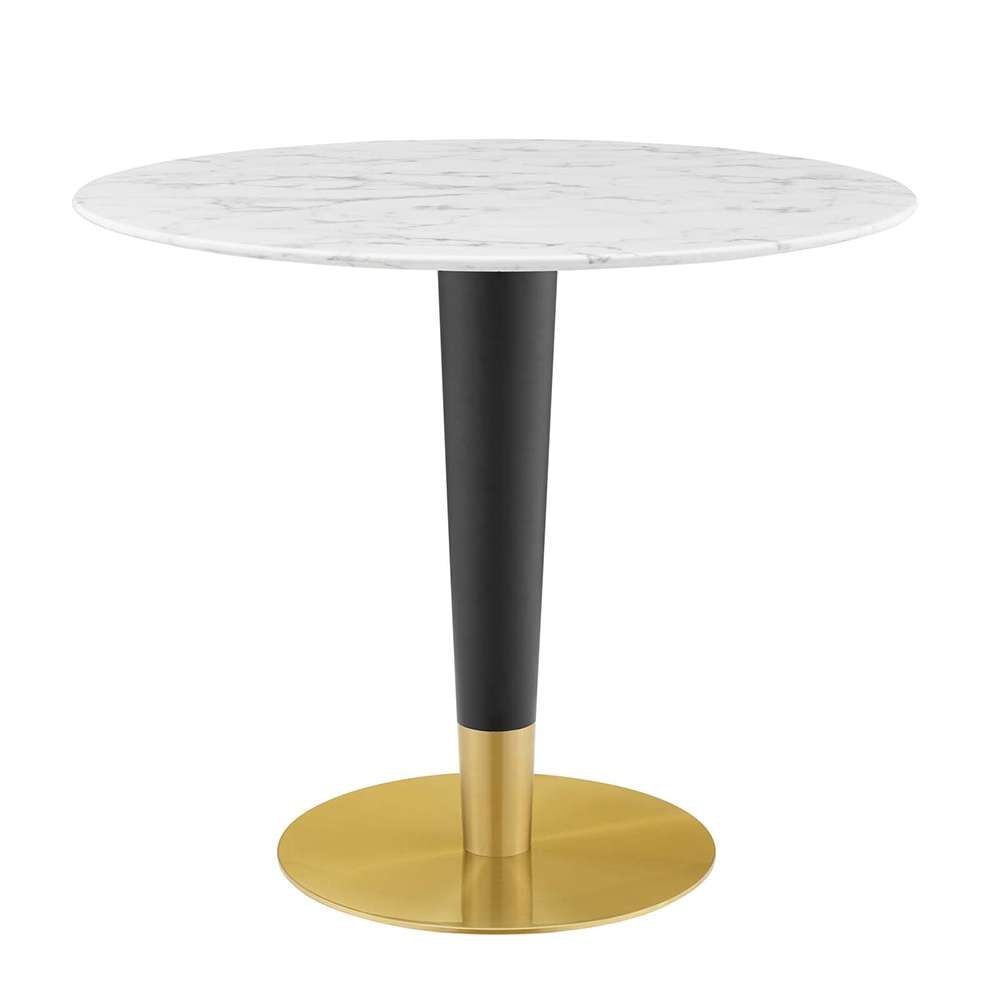 Modway - Zinque 36in Artificial Marble Dining Table - EEI-5122-GLD-WHI veiw 1