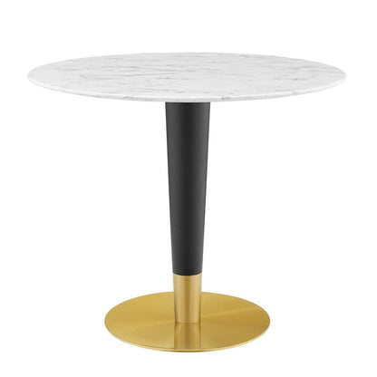 Modway - Zinque 36in Artificial Marble Dining Table - EEI-5122-GLD-WHI veiw 1