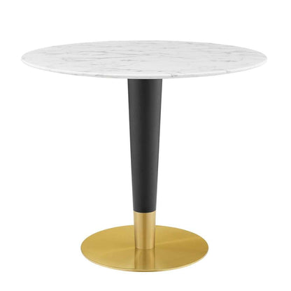 Modway - Zinque 36in Artificial Marble Dining Table - EEI-5122-GLD-WHI veiw 2