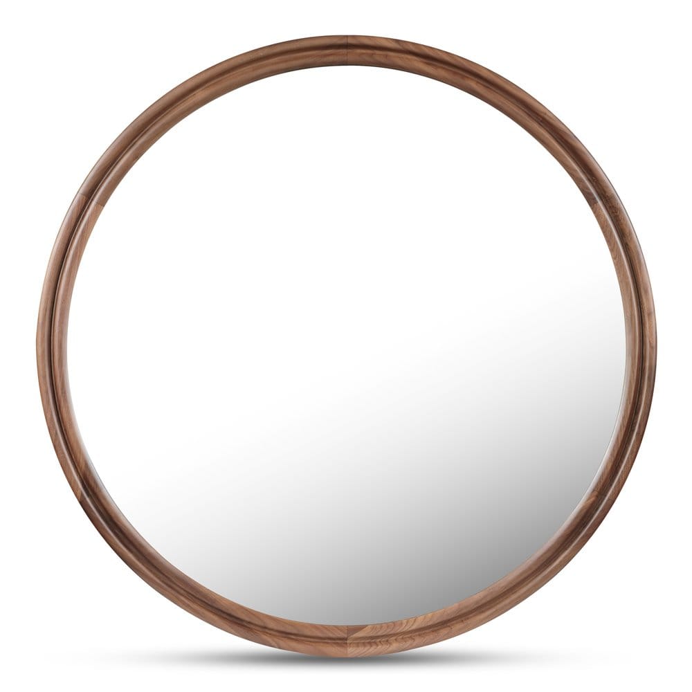 Moes Home - Alcott Large Round Mirror Walnut - BC-1150-03 view 2