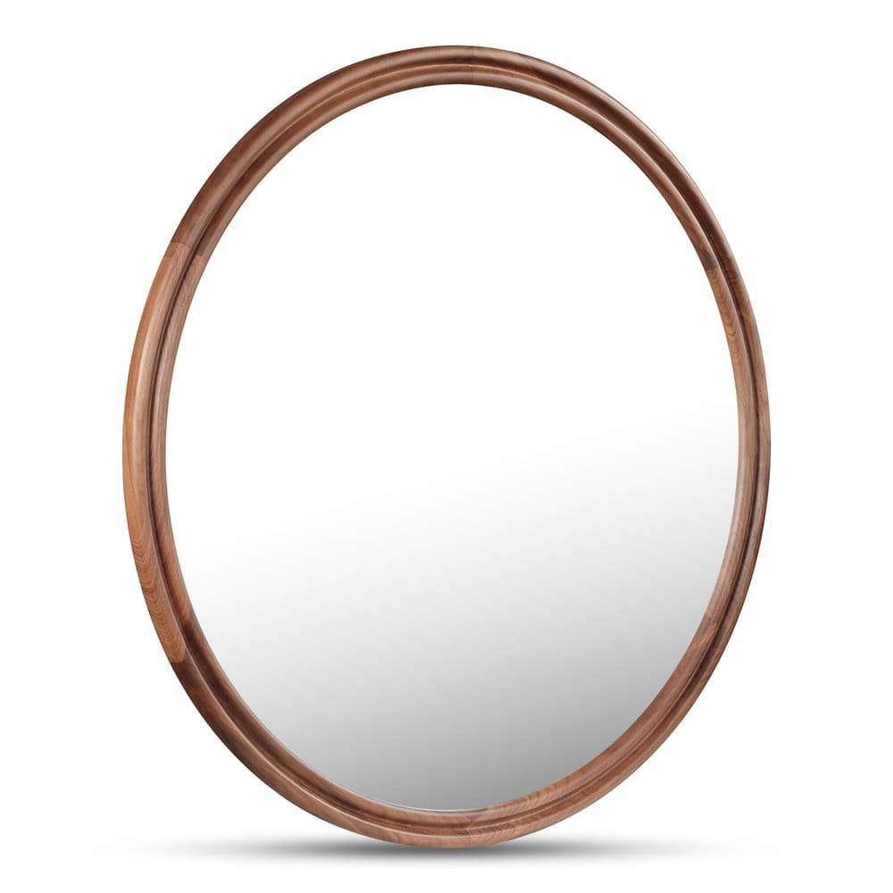 Moes Home - Alcott Large Round Mirror Walnut - BC-1150-03 view 3