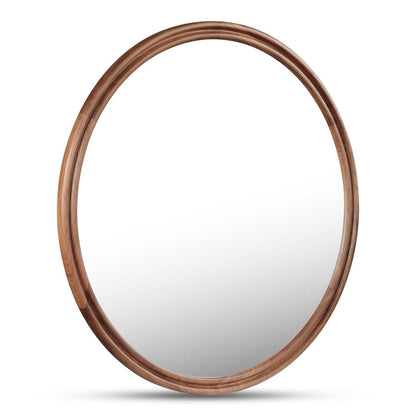 Moes Home - Alcott Large Round Mirror Walnut - BC-1150-03 view 3