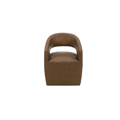 Moes Home - Barrow Rolling Dining Chair Tan Leather - KQ-1044-40-USA view 1