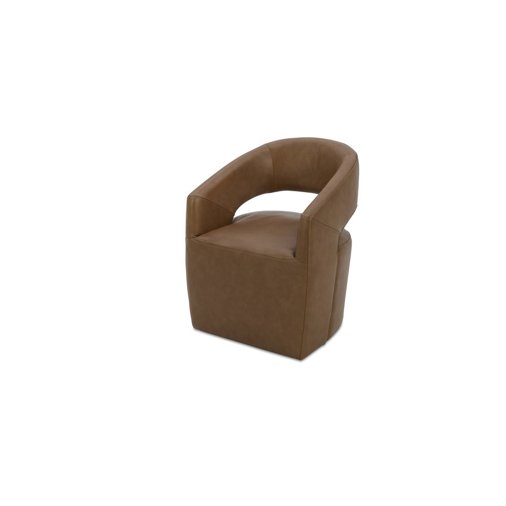Moes Home - Barrow Rolling Dining Chair Tan Leather - KQ-1044-40-USA view 5