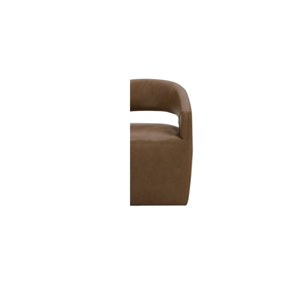 Moes Home - Barrow Rolling Dining Chair Tan Leather - KQ-1044-40-USA view 6