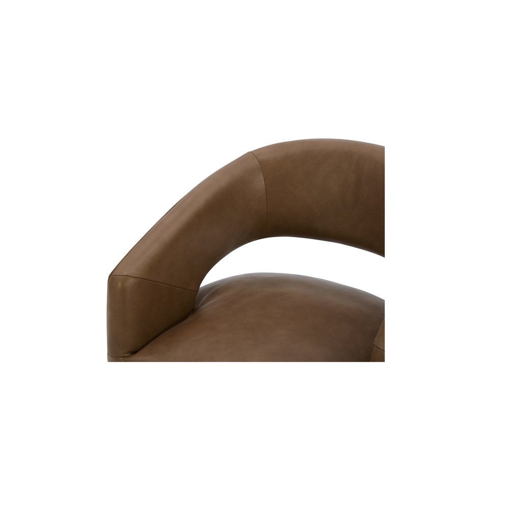 Moes Home - Barrow Rolling Dining Chair Tan Leather - KQ-1044-40-USA view 7