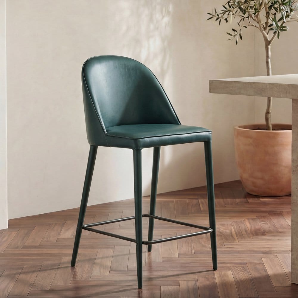 Moes Home - Burton Counter Stool Dark Teal Vegan Leather - YM-1033-36 view 8