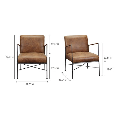 Moes Home - Dagwood Leather Arm Chair in Brown - PK-1089-14 veiw 7