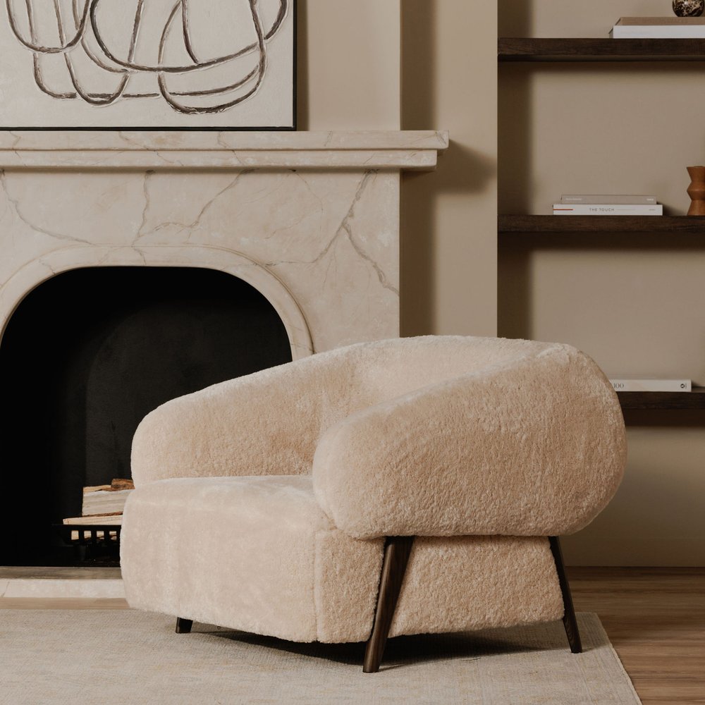 Moes Home - Devlin Lounge Chair Cream Faux Fur - OA-1061-05 view 9