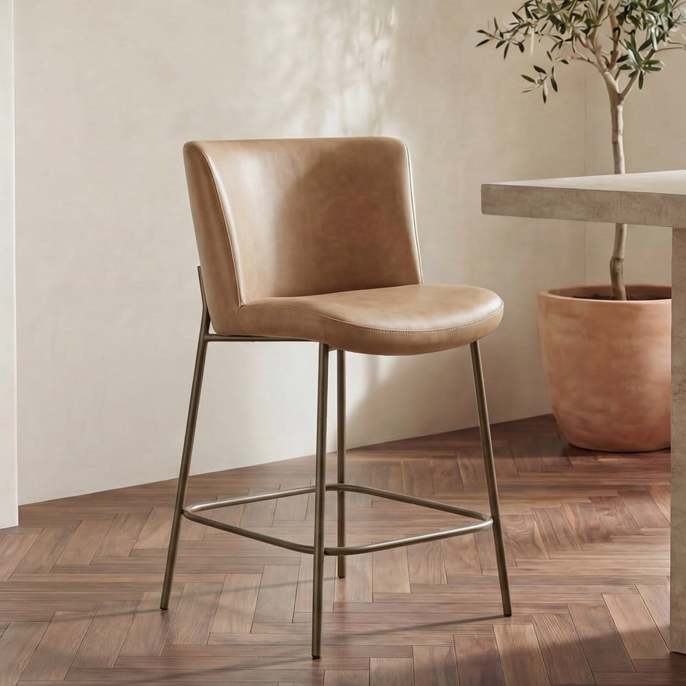 Moes Home - Early Counter Stool Tan Leather - YM-1013-03 view 8