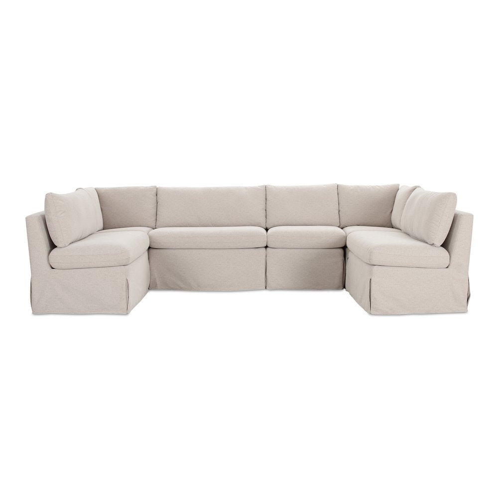Moes Home - Fable Slipcover Dining Banquette U-Shape Beige 121 in. - OA-1071-34 view 1