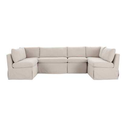 Moes Home - Fable Slipcover Dining Banquette U-Shape Beige 121 in. - OA-1071-34 view 1