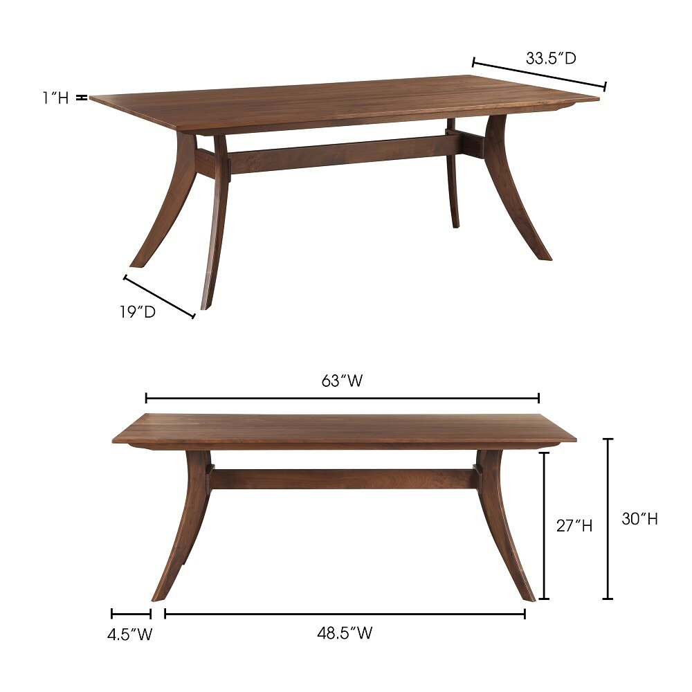 Moes Home - Florence Rectangular Dining Table Small in Walnut - BC-1001-03 veiw 6