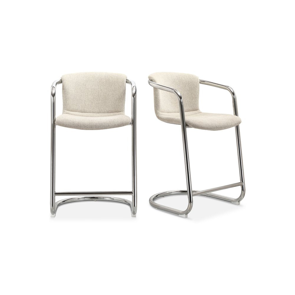 Moes Home - Freeman Chrome Frame Counter Stool Blended Cream - Set of 2 - PK-1115-37 view 2