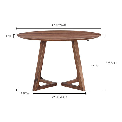 Moes Home - Godenza Dining Table Round in Walnut - CB-1003-03-0 veiw 9