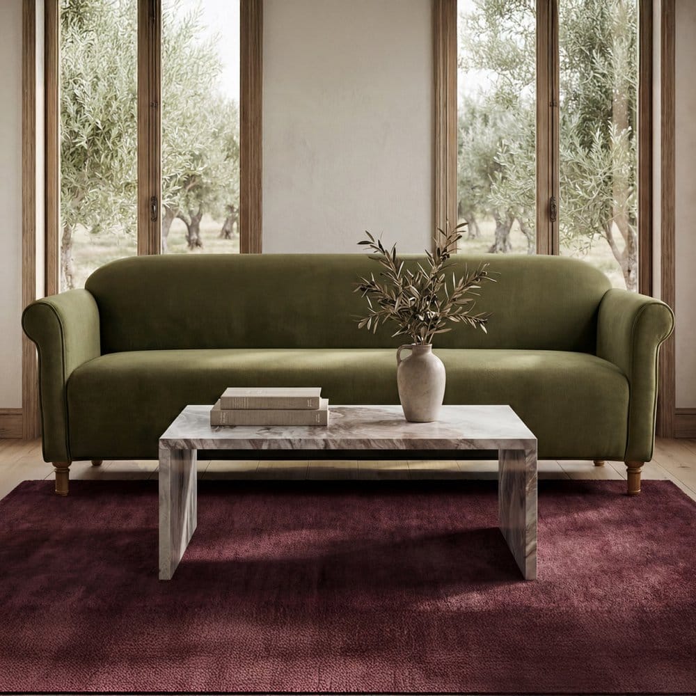 Moes Home - Harmony Sofa Dark Green Faux Mohair - OA-1115-27 view 9