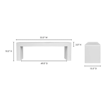 Moes Home - Lazarus Outdoor Bench White - BQ-1005-18 veiw 7