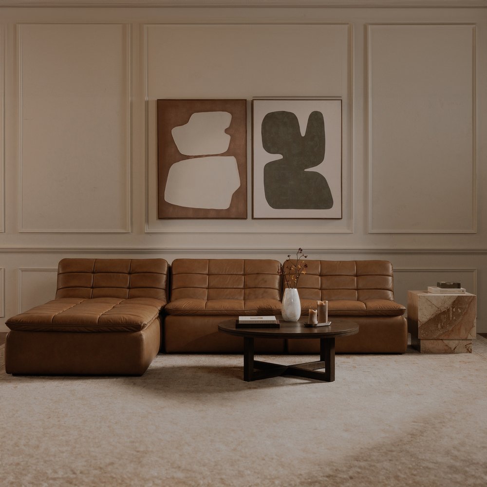 Moes Home - Lino Armless Modular Sofa Tan Leather - XQ-1028-40 view 9