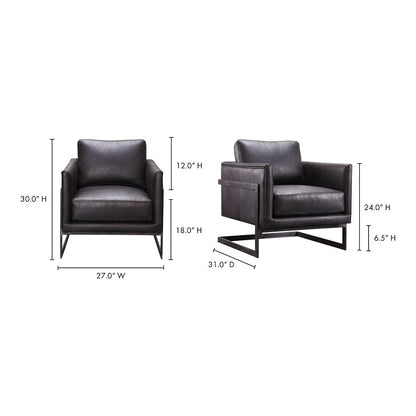 Moes Home - Luxe Club Chair in Black - PK-1082-02 veiw 6