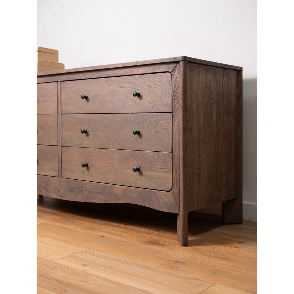 Moes Home - Mabel 6 Drawer Dresser Dark Brown - LX-1086-20 view 11