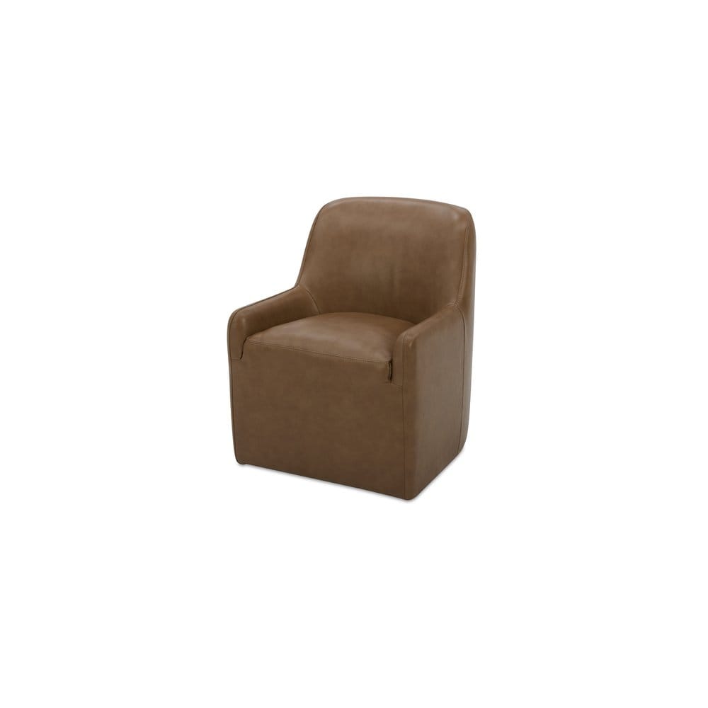 Moes Home - Maisie Rolling Dining Chair Tan Leather - KQ-1045-40-USA view 5