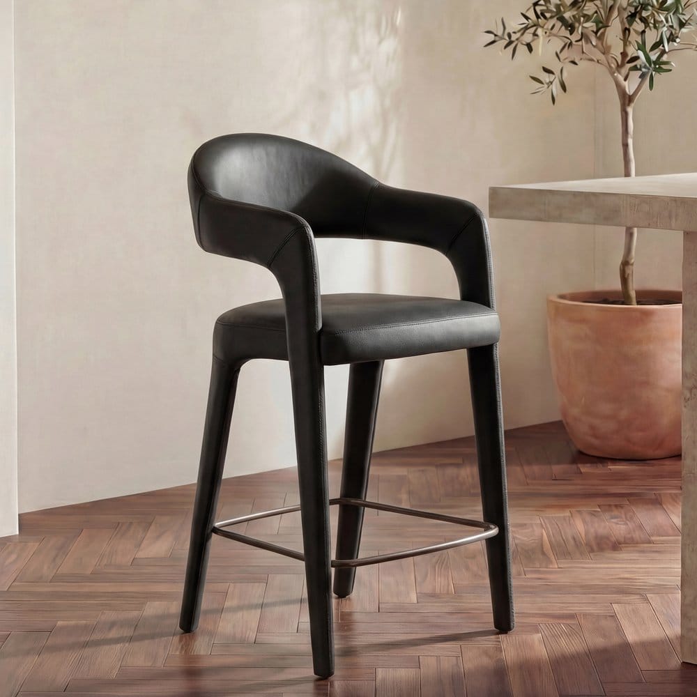 Moes Home - Martens Counter Stool Black Leather - YM-1010-02 view 8