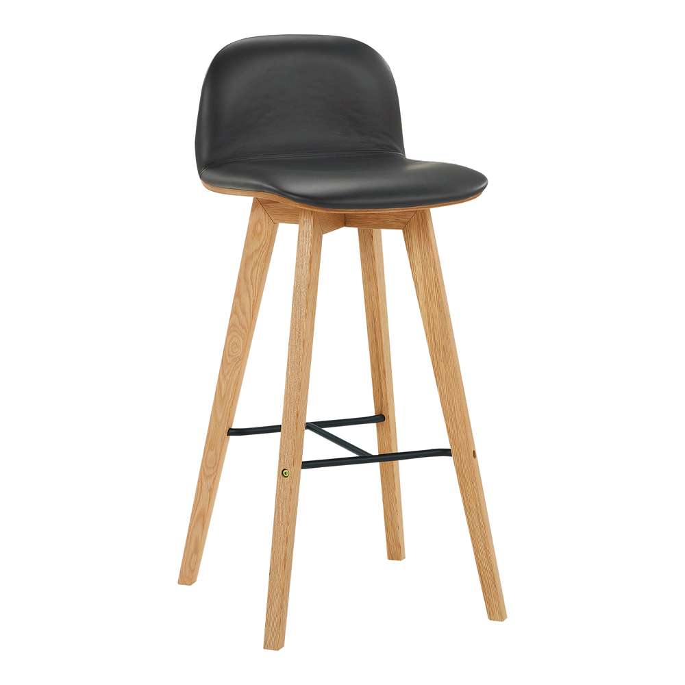 Moes Home - Napoli Leather Barstool Black - YC-1022-02 veiw 2