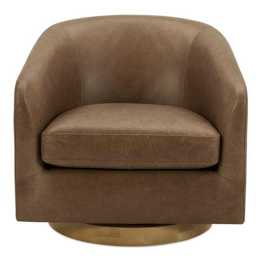 Moes Home - Oscy Leather Swivel Chair Tan - KQ-1015-40-USA view 2