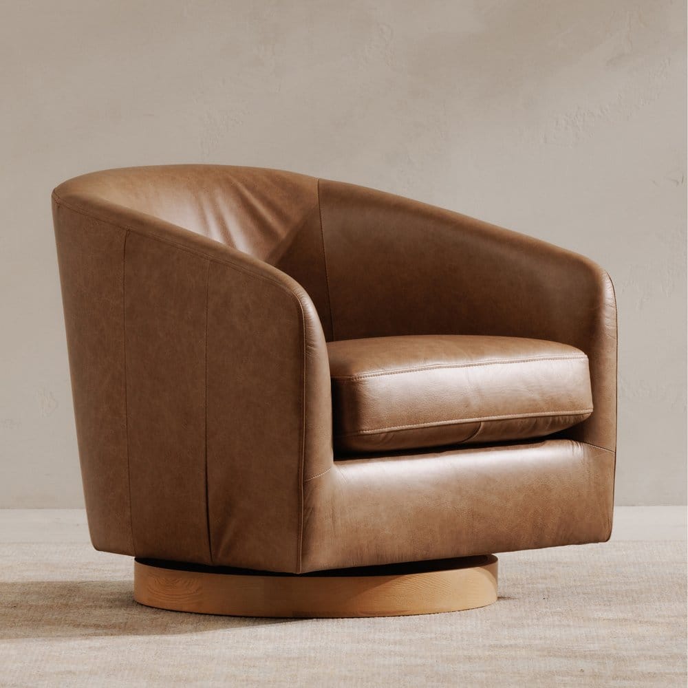 Moes Home - Oscy Leather Swivel Chair Tan - KQ-1015-40-USA view 10