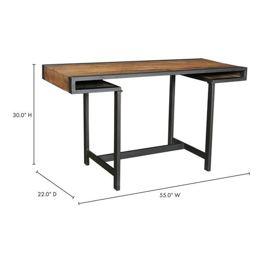 Moes Home - Parliament Desk in Brown - DR-1307-41 veiw 2