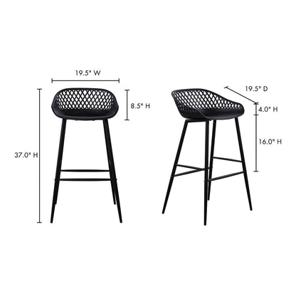 Moes Home - Piazza Outdoor Bar Stool in Black (Set of 2) - QX-1004-02 veiw 7