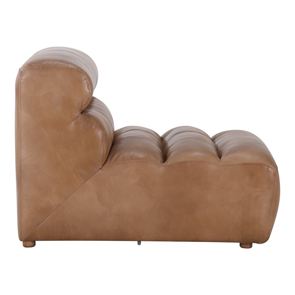 Moes Home - Ramsay Leather Armless Chair Tan - QN-1009-40 veiw 3