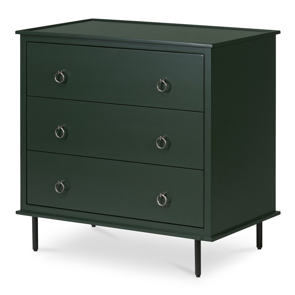 Moes Home - Reagan 3 Drawer Nightstand Deep Green - JU-1007-27 view 5