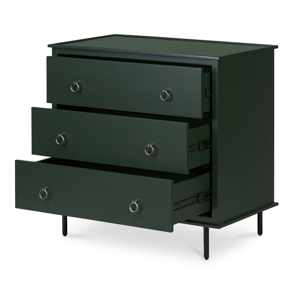 Moes Home - Reagan 3 Drawer Nightstand Deep Green - JU-1007-27 view 6